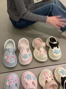 Slip-On Thick-Soled Height-Increasing Perforated Sandals For Women 2025 Spring/Summer New Model Dual-Use For Outdoor And Beach Wear Closed-Toe Slippers