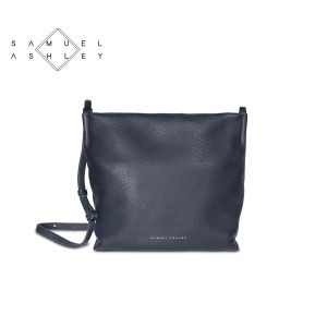 Samuel Ashley Women Poppy Leather Crossbody Bag (Navy)