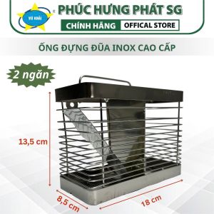 Ống Đựng Muỗng Đũa Inox Tặng Kèm Dán Tường Tiện Lợi Giá Để Đũa Thìa Đủ Loại Vũ Khải ( 1-2-3 Ngăn )