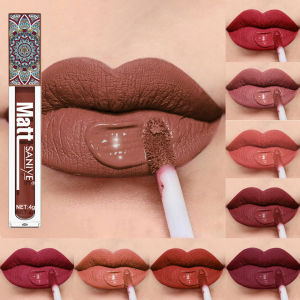 SANIYE Brand Makeup Nude Lip Gloss Waterproof Liquid Matte lipstick long lasting water proof 24 hours 4g Quick Dry Red Lip Gloss Cosmetics