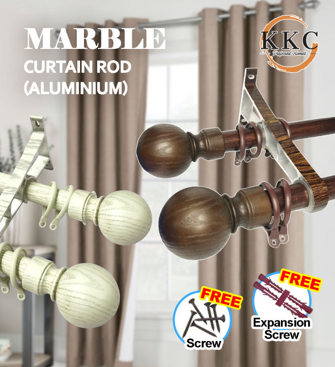 KKC MARBLE DOUBLE Curtain Rod / Rod Langsir Aluminium/ Kayu Langsir