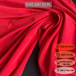 Vải Lụa 100D Màu Đỏ Khổ Vải 1m5 - Chất Rũ Dày Vừa Không Lộ Đàn Hồi Nhẹ 2 Chiều - May Lót Áo Kiểu