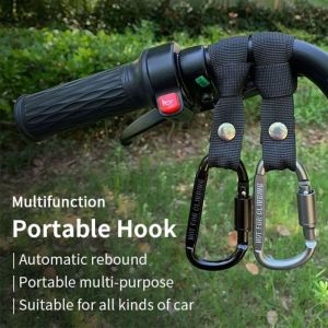 RUO R Alloy Multifunctional Carabiner D Shaped with Straps Motorcycle Electric Scooter Hook D-hook Hanger Universal Punch-Free Carabiner Outdoor