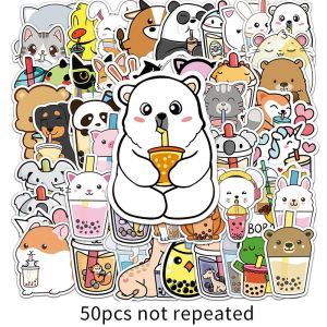 50 cái động vật thú cưng trà sữa dán máy tính xách tay cốc nước Nhãn dán chống thấm nước đồ chơi trẻ em