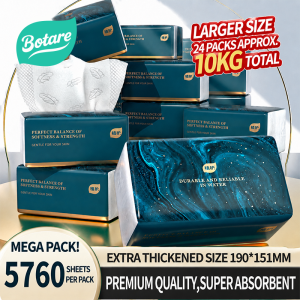 【12 Packs】Botare Gilded tissue 4-Ply 5760 Sheets facial tissue paper Deluxe Comfort Large Size tisu 190*151mm