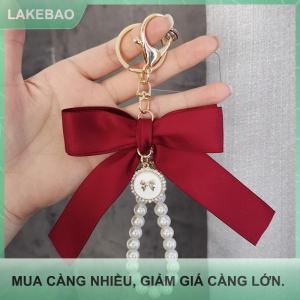 【LAKEBAO】 Túi chìa khóa mặt dây chuyền phụ kiện giả ngọc trai Bow Keychain dễ thương đính cườm Vòng đeo tay Móc chìa khóa cho ví Túi ba lô Xe quyến rũ Ribbon
