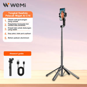 WEMI Gimbal Stabilizer Handphone Gimbal Stabilizer Tongsis Bluetooth Tripod Pelacakan wajah otomatis C16