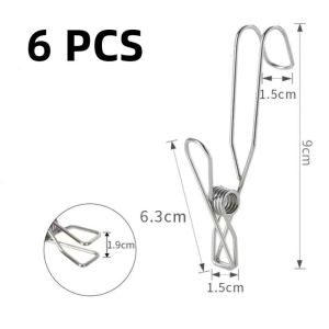 MINIAT 6Pcs Durable Stainless Steel Hanger Clip Space Saving Organizer Metal Clothespins Multifunctional Rustproof Holder Rack Hooks Closet