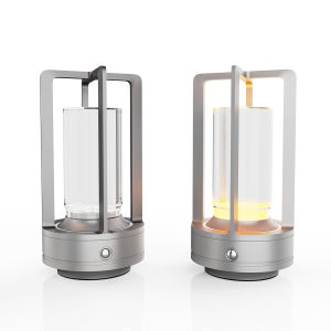 Industrial Style Cordless Table Lamp 4000mA Battery Operated Lamps for Home DecorBar Table Lamp 3 Colors Crystal Lantern Lamp 3-Levels Brightness LED Lights for Living Room/Bedroom/Tabletop/Bar/Café/Camping