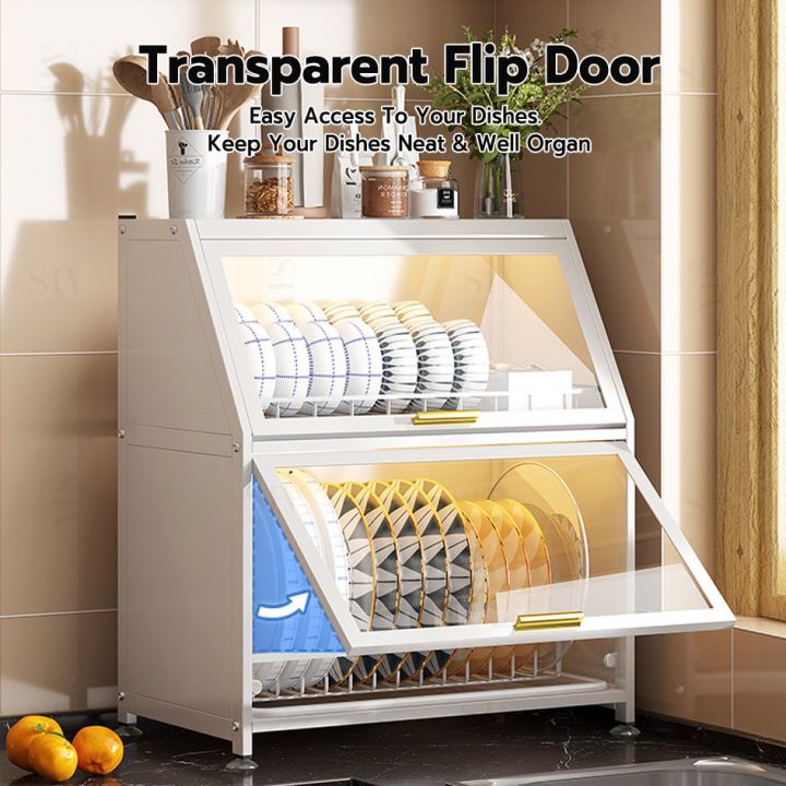 Dish Cabinet Rack The Sink Dish Drainer With Cover Plate Dustproof Drying Storage Kitchen Organizer Lazada PH