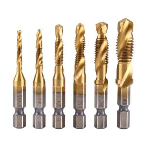 Set Mata Bor & Tapper HSS 6PCS untuk Drilling dan Tap Set - Warna Gold