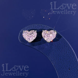 iLove Jewellery 925 Sterling Silver 18K White Gold Plated 5.0ct Heart Shape Cubic Zirconia Earrings Stud Luxury Jewelry Women Fashion Diamond Valentines Birthday Gift ILE012