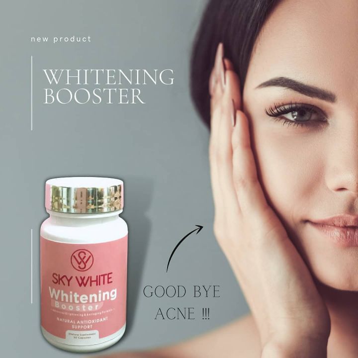 SKY WHITENING BOOSTER [15 KAPSUL] 10x Extra Memutihkan Kapsul Pemutih Badan Dalam Seminggu Ekstra Glutathione Glutacid Sky White Viral Tiktok