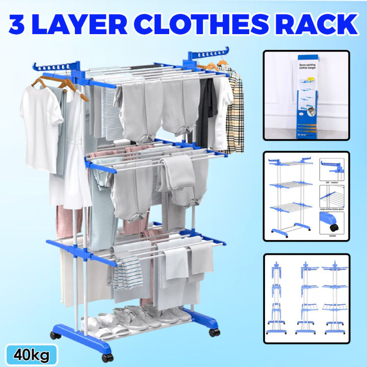 Magen 3 Layers Spray Painting Clothes Hanger Laundry Drying Rack ...