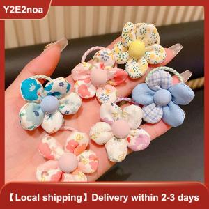 【Y2E2noa】 10Pcs Colorful Sweet Flower Elastic Hair Bands Cute Fashion Ponytail Holder Children Scrunchies Rubber Band Hair Accessories