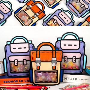 Cartoon School Bag Shape Candy Bags Cookie Bag Birthday Party Souvenir Cartoon Self Sealing Packaging Bag 5PCS/Set
