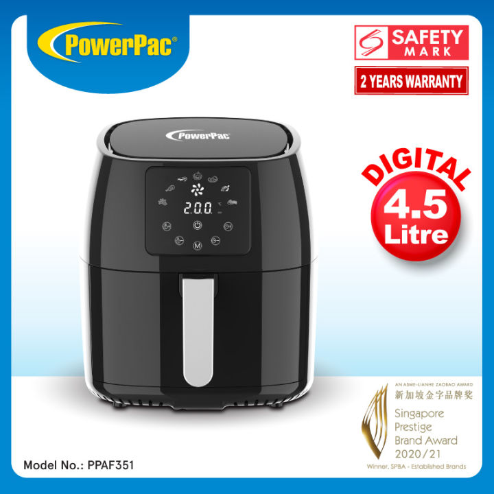 PowerPac Digital Air fryer 4.5L with Hot Air Flow System (PPAF351)