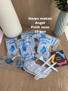 SENDOK MAKAN PLASTIK/SENDOK PANJANG/GARPU MAKAN PLASTIK/SENDOK GARPU PLASTIK/SENDOK GARPU HAJATAN/SENDOK GARPU NASI KOTAK TERMURAH ISI 25 PCS MEREK ANGEL TERMURAH