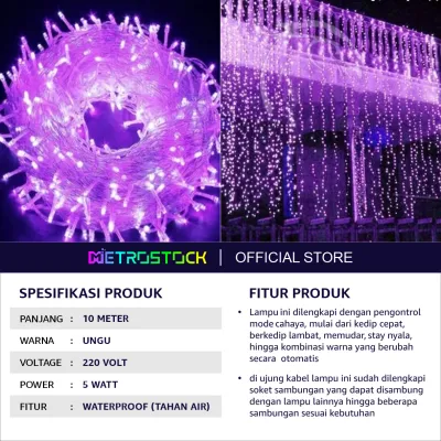 Lampu Natal - Lampu hias LED twinkle tumblr dekorasi kamar tidur natal ulang tahun baru ramadhan agustus waterproof rainbow RGB warm white biru ungu pink hijau merah putih kuning ungu