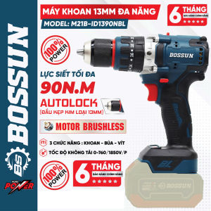 [THÂN MÁY KHOAN PIN ] Khoan pin Bossun M21-ID1390NBL Động Cơ Không Chổi Than Lực Siết 90N/mChuyên Rút Lõi