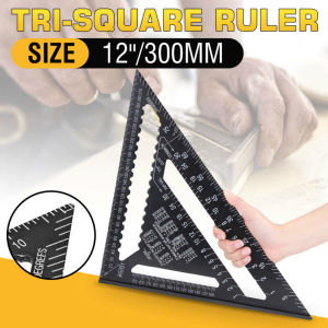 12inch Aluminum Alloy Triangle Ruler Angle Protractor Woodworking Measurement Tool Square Measuring Ruler