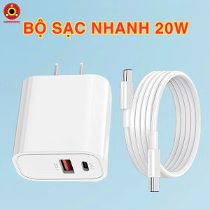 Bộ Củ Cáp Sạc Nhanh B20W - 2 Cổng USB & Type-C Tối Ưu Hiệu Suất Sạc Nhanh An Toàn