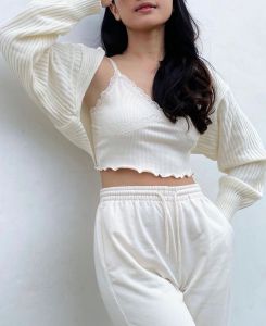 OUTFIT RAJUT Balero Crop Cardi Pendek Lengan Moti Balon Cocok Untuk Baju Atasan Atau Luaran