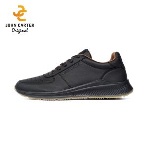 John Carter Athens Full HItam Sepatu Sneakers Kerja Sekolah Hitam Pria Kulit Sintetis