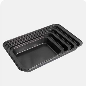 EO4MD Non-Stick Rectangular Baking Pan 31/37/42/47cm Deep/shalow Plate Cookie Sheet Simple Carbon Steel Loaf Pan Kitchen Use
