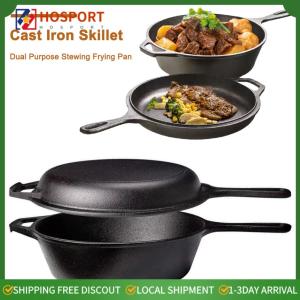 【HOSPORT】 Cast Iron Frying Pan with Handle Fried Egg Pan Pre-seasoned Fry Pan for Frying Baking Grilling Indoor Outdoor Cooking