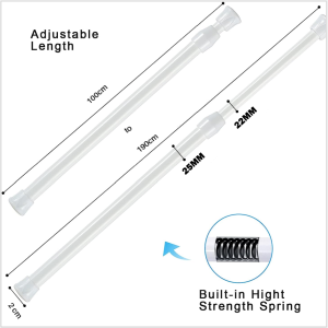 Blinds FOR HOME Multi-Purpose Retractable Curtain Rod Shower Curtain Rod Adjustable Retractable Pull Rod Shower Curtain Rod Wardrobe Rod 70-120CM/100-190CM
