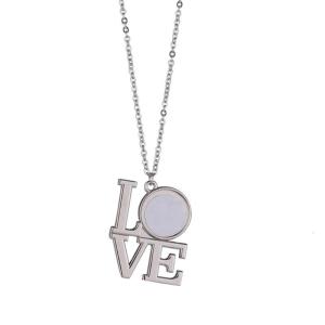 Sublimation Blanks Necklace Love Heart Pendant Necklace Heat Transfer Bezels Pendant Couple Necklace Gift