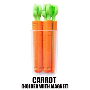 5pcs Food Snack Sealing Clip Seal Food Storage Clips Holder Box Magnetic Moisture Proof Carrot Cactus Shape makanan snek pengedap klip meterai makanan penyimpanan klip pemegang kotak magnet kelembapan bukti lobak merah bentuk kaktus 食物封口夹冰箱贴