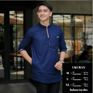 Koko Muslim Pria Lengan 3/4 Koko Mario Size M-Xl bahan Toyobo