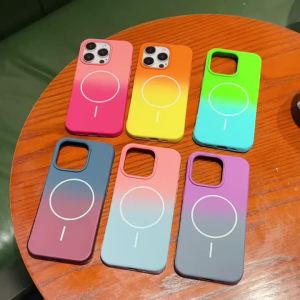 Two-color Soft Silicone Magsafe Magnetic Phone Case For iPhone 16 15 14 Plus 13 12 11 Pro Max Casing For iPhone 16 Pro Max Shockproof Back Cover Cases