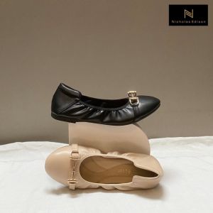Nicholas Edison Flat Lisa Black Sepatu Ballerina Elastis Terbaru