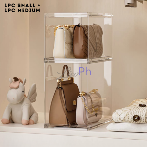 Collapsible Bag Organizer Dustproof Storage Rack Transparent Stackable Display Cabinet Aesthetic Home Organizer Box