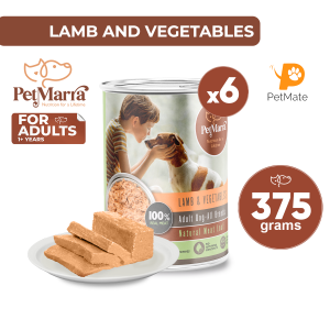 PetMarra Natural Meat Loaf Adult Dog Wet Food Can Lamb and Vegetables Flavor 375g BUNDLE of 6 - PetMate