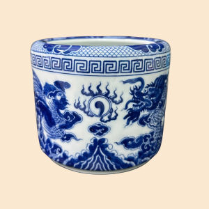 Bát hương xanh lam rồng phượng