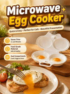 Microwave Safe Double Compartment Steamed Egg Box Microwave Egg Steamer Heat Resistant Kitchen Cooking Container