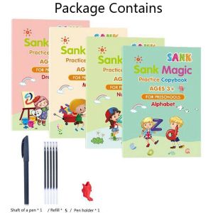 Buku Sank Magic Practice Copybook Preschool Set Isi 4 Buku Anak PAUD Buku Latihan Menulis Alfabet Buku Belajar Menulis Angka