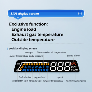 S100 Smart Gauge OBD HUD Head Up Display Dual Screen Car Computer Speedometer Tachometer Temperature Turbo Security Alarm