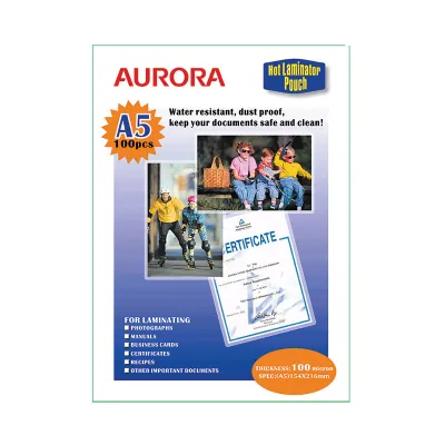 Aurora P100A5 A5 Laminating Pouches 154 × 216mm 100 Micron 100 Sheets