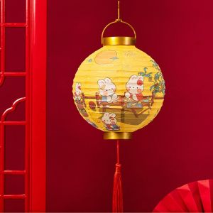 NovaWear 中秋节灯笼 Chinese Style Chinese Style Lantern Traditional Festival Cute Rabbit Round Paper Lantern DIY Lantern Portable Festival Antique Lantern Mid-Autumn Festival