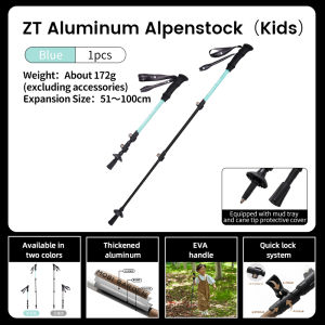 MOBI GARDEN Trekking Pole Aluminum 64-135cm Children Climbing Adult Walking Lightweight Stick for Hiking