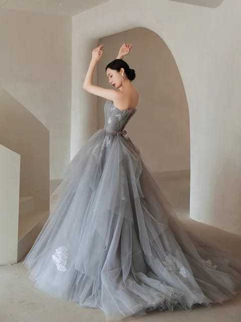 new gaun wedding dress collection gray tille long formal evening
