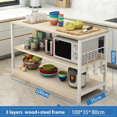BMZAR Kitchen cabinet Microwave oven rack with door Kitchen large capacity floor cabinet