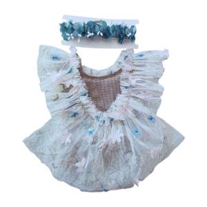 Lovely Lace Girls Outfit for Newborns Photos Taking Photography Dress Hairband for Birthdays and Celebrations