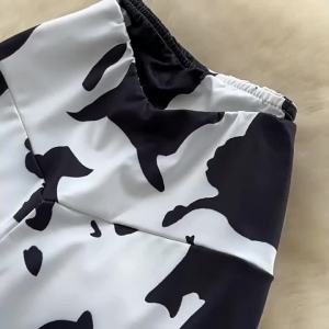 Sweet Cow Print Flare Pants Trendy High Waist Thin Summer Slim American Fashion Spicy Girl Casual Trouser