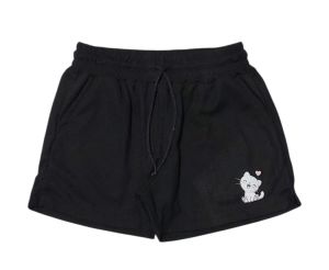 MGKT Waffle Short Shorts Cut3 Cat with Pocket Both Side Assorted Cut3 Cats Summer Cotton Slim Fit Drawstring Closure Comfortable Everyday Wear Chic Cotton Elasticated Waist Mid-Length Shorts for Women - Regular Fit Plain Design